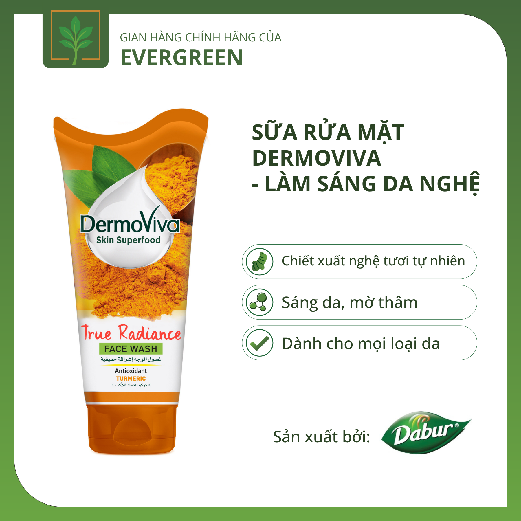 srm nghệ Sữa Rửa Mặt Dermoviva Nghệ Làm Trắng Sáng Da - Ảnh 1