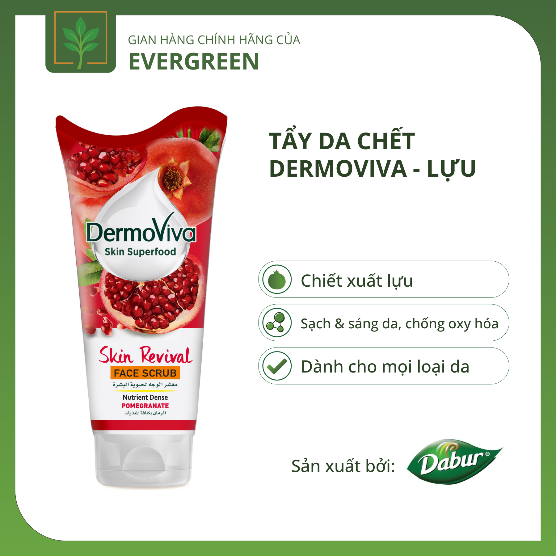 tẩy da chết lựu Tẩy Da Chết Dermoviva Lựu Trẻ Hóa Làn Da - Ảnh 1