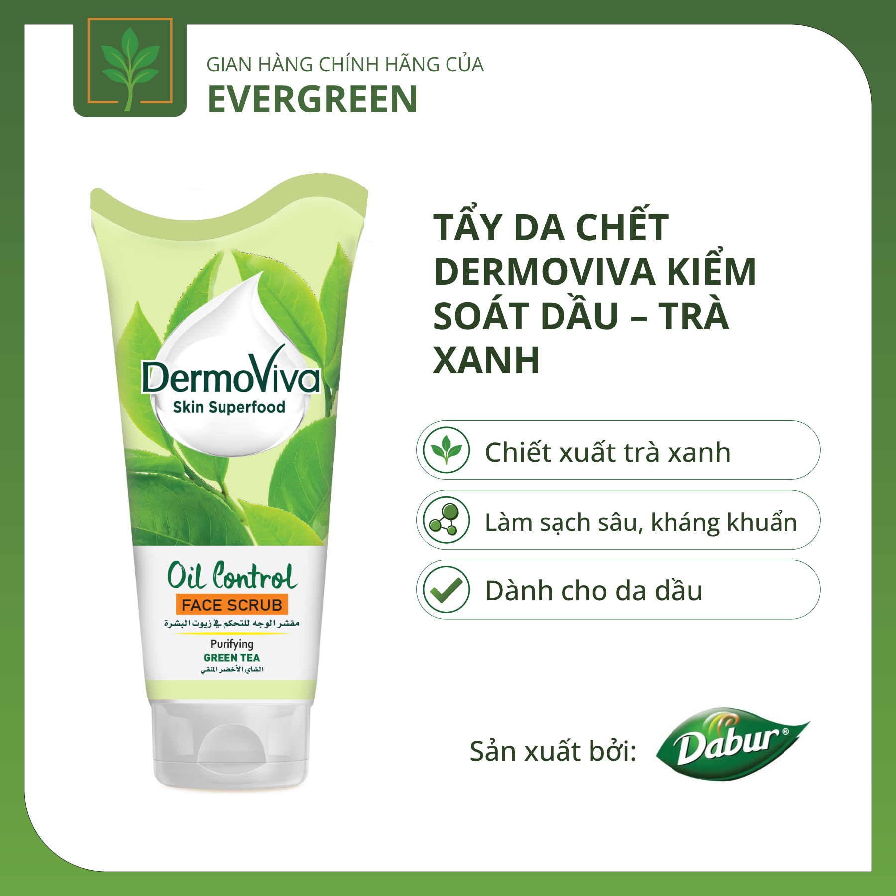 tẩy da chết trà xanh Tẩy Da Chết Dermoviva Trà Xanh Trị Mụn, Kiểm Soát Dầu - Ảnh 1