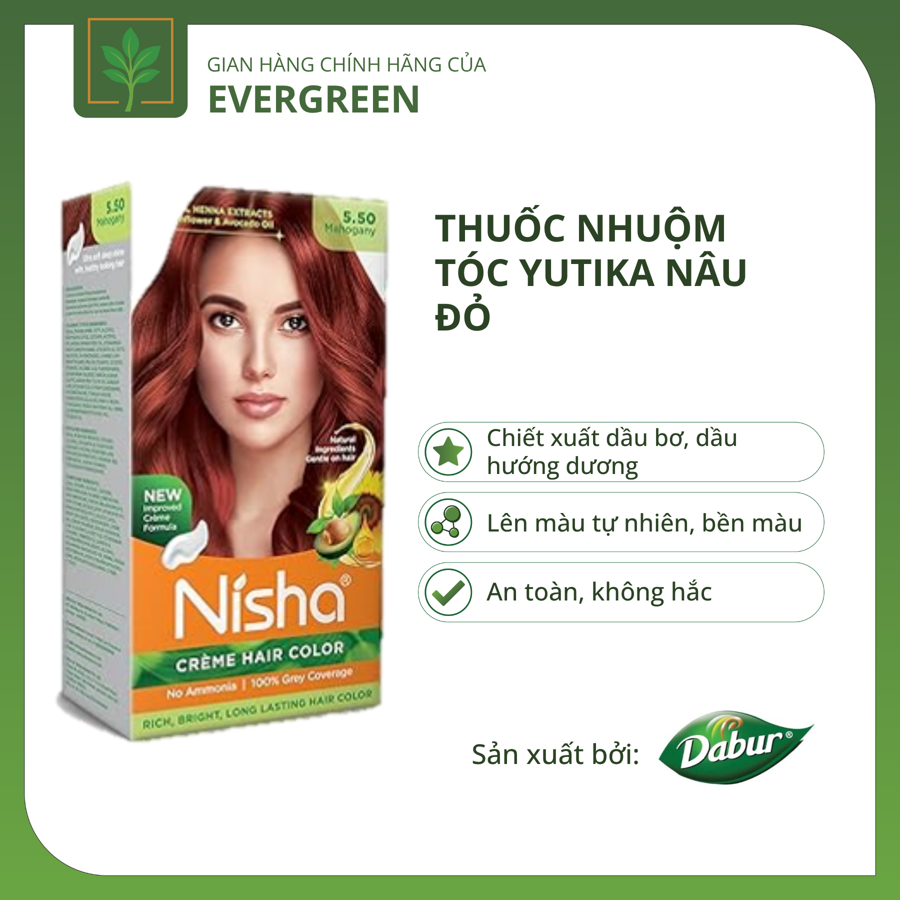 thuốc nhuộm tóc nâu đỏ (2) Kem Nhuộm Thời Trang Tóc Nisha Nâu Đỏ Tự Nhiên - Ảnh 1