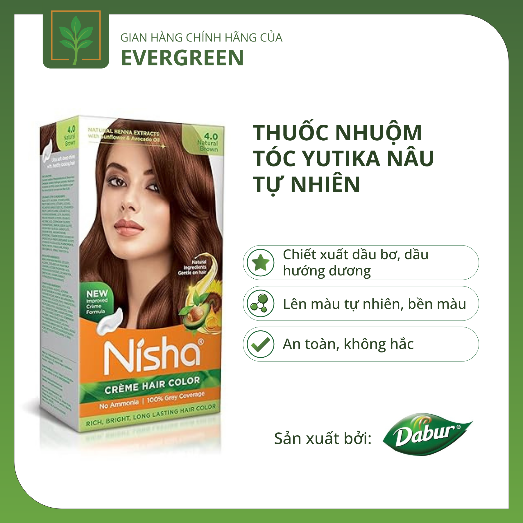thuốc nhuộm tóc nâu tự nhiên Kem Nhuộm Thời Trang Tóc Nisha Nâu Tự Nhiên - Ảnh 1