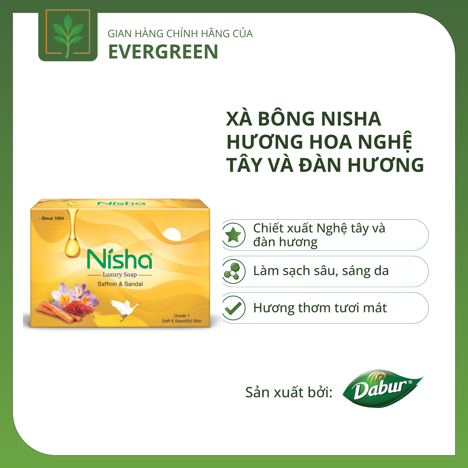 xà bông nghệ tây đàn hương Xà Bông Nisha Dưỡng Ẩm Hương Nghệ Tây Và Đàn Hương - Ảnh 1